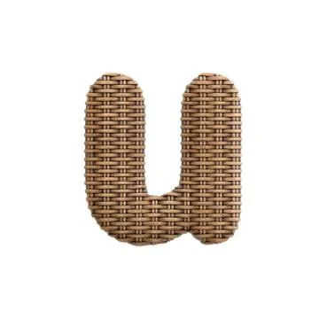 Wicker letter U - Small 3d rattan font - Suitable for Decoration, design or c Stock Illustration