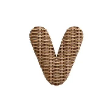 Wicker letter V - Small 3d rattan font - Suitable for Decoration, design or c Stock Illustration
