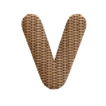 Wicker letter V - Upper-case 3d rattan font - suitable for Decoration, design Stock-Illustration