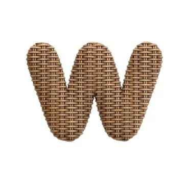 Wicker letter W - Lower-case 3d rattan font - Suitable for Decoration, design Stock Illustration