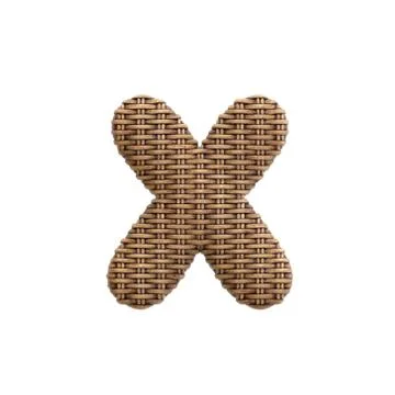 Wicker letter X - Small 3d rattan font - Suitable for Decoration, design or c Stock Illustration