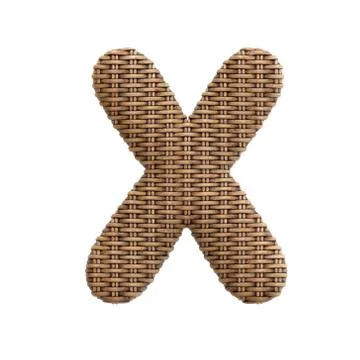 Wicker letter X - Upper-case 3d rattan font - suitable for Decoration, design Stock Illustration