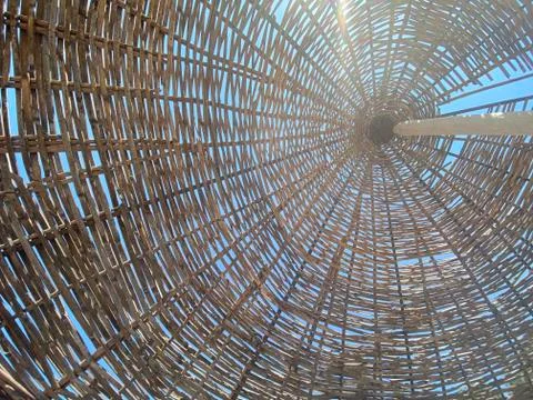 Wicker parasol background Stock Photos