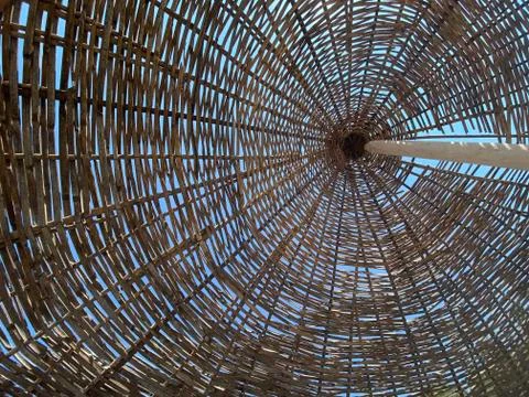 Wicker parasol background 写真素材