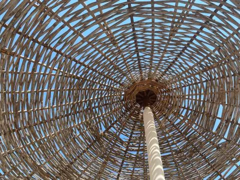 Wicker parasol background Stock Photos