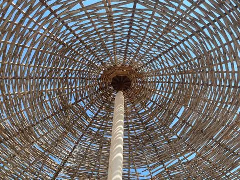 Wicker parasol background 스톡 사진