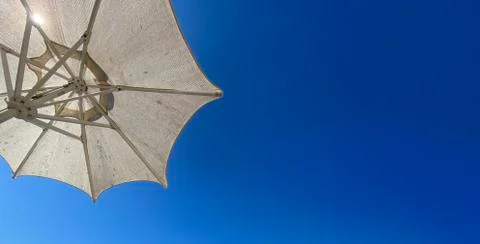 Wicker parasol background Stock Photos