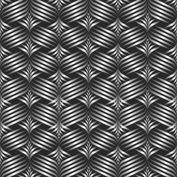 Wicker pattern with 3d effect of thin silver lines decorative background. Wea Illustrazione stock