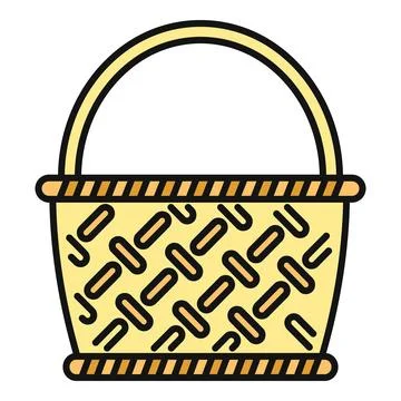 Wicker picnic basket empty storage icon concept Stock Illustration