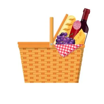 WIcker picnic basket Illustrazione stock