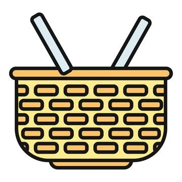 Wicker picnic basket outline vector icon Stockillustratie