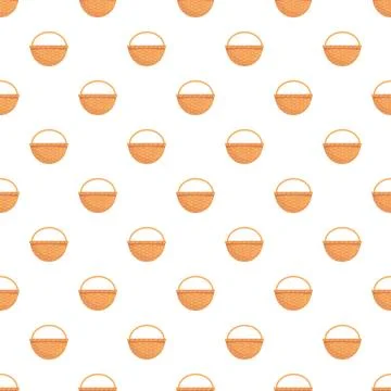 Wicker picnic basket pattern repeating on white background イラスト素材