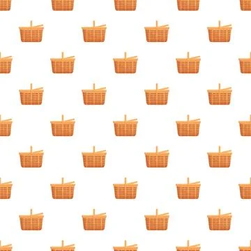 Wicker picnic baskets creating a seamless pattern Stock Illustration