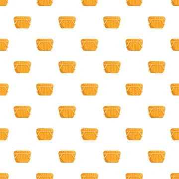 Wicker picnic baskets creating seamless pattern on white 스톡 일러스트