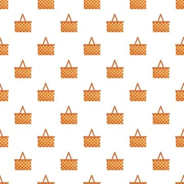 Wicker picnic baskets pattern on white background Stock Illustration