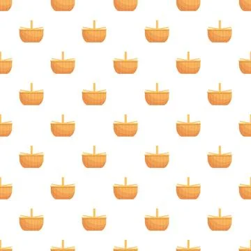 Wicker picnic baskets seamless pattern white background Illustrazione stock