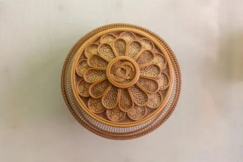 Wicker placemat surface top view texture I Stock Photos