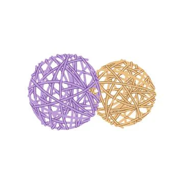 Wicker rattan balls table wedding party decoration Illustrazione stock