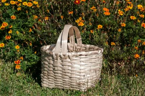 Wicker rustic basket Stock Photos