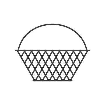 Wicker storage basket. Vector drawing on blank background. Stock Illustration