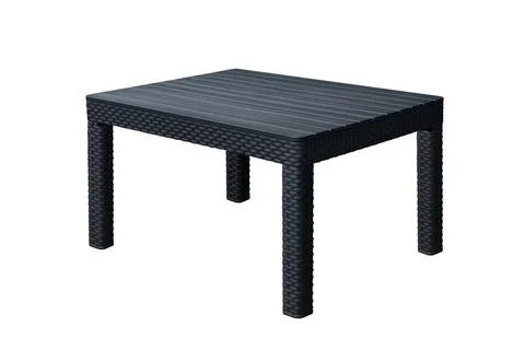 Wicker table isolated on white background. outdoor furniture Stock Photos