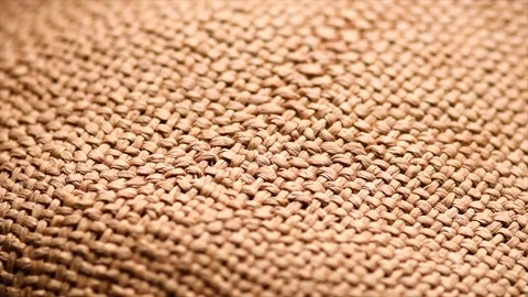 Wicker texture background, close up straw hat weave textile backdrop, top view Stock Footage 342845271