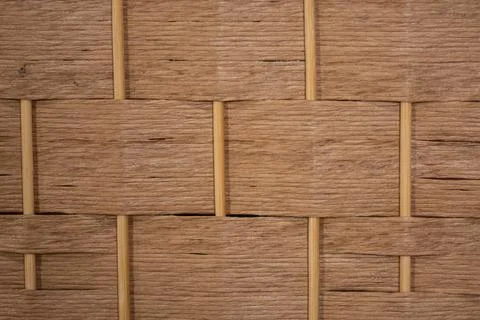 Wicker texture under the tree bark, light brown background Foto stock