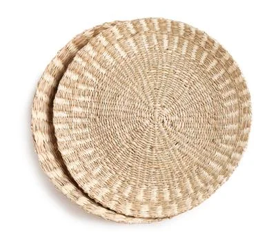 Wicker wall decor elements on white background, top view Stock Photos