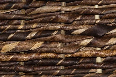 Wicker weave basket pattern closeup. Stock Photos