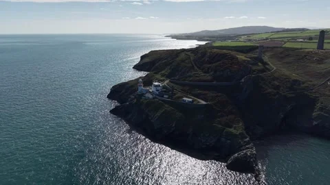 Wicklow Head Lighthouse Complex on Irish Coast 스톡 동영상 346979076