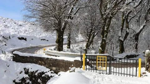 Wicklow Mountains in Ireland covered by snow Stock Footage 235594331