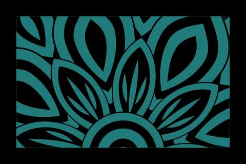A wide abstract botanical pattern combines thick teal leaf and petal contou.. Stock Illustration