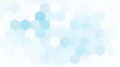 A wide abstract composition of pale blue and cyan hexagons forms a layered .. Stock Illustration