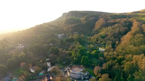 Wide advancing 4K 60FPS aerial view of Belfast Zoo in North Belfast in Northern Stock Footage 325846266