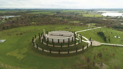 Wide aerial of Armed Forces Memorial at The National Arboretum, drone aerial 4K Stock-Footage 101211598