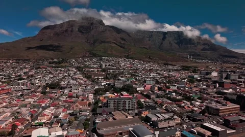 Wide aerial of Cape Town with Table Mountain and cityscape Stock Footage 332299521