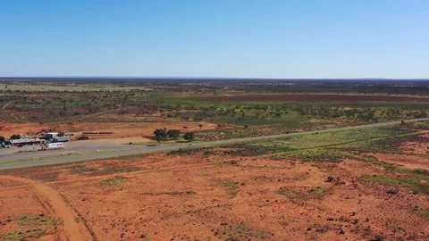 Wide aerial hovering over Red soil arid outback near Broken Hill in Au as 4k. Stock Footage 169889203
