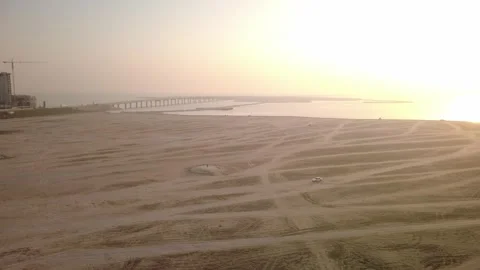 Wide Aerial View of Al Khobar Coastal Beach Landscape Stock Footage 336572466