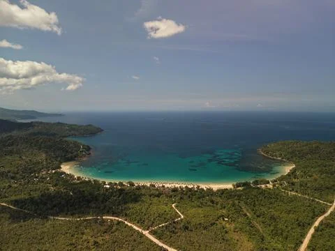 Wide Aerial View of Batchawan Beach Bay Foto stock
