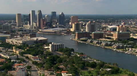 Wide aerial view of downtown Tampa, Florida Stock Footage 59495436