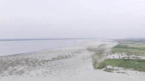 Wide Aerial View of Gorai Confluence and Sandbars in Bangladesh Stock Footage 337981239
