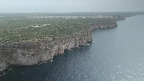 Wide Aerial View of Menorca Island from the Mediterranean Sea Stock Footage 344190879