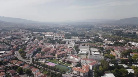 Wide Aerial View of Ponte de Lima Urban Area and Houses Stock Footage 341710504