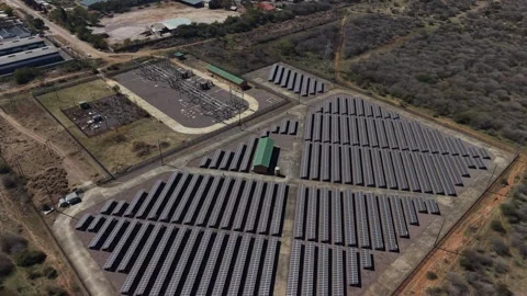 Wide Aerial View of Utility Scale Solar Power Plant Video stock 342629150