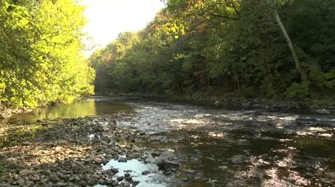 Wide and shallow mountain stream Stock Footage 62617820