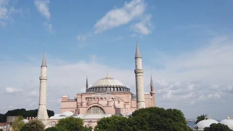 Wide Angel and Paning to the Left Shot of Hagia Sophia Video stock 146242588