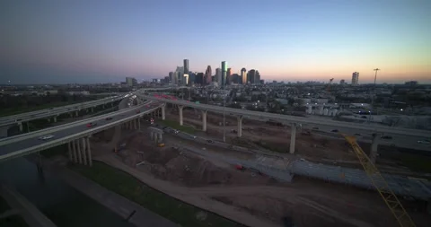 Wide Angle Aerial Drone View of Houston Texas Skyline and Cityscape Vidéo 332957643