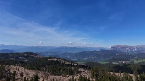 Wide Angle Aerial Overview of Alpine Valley System and Distant Snowy Sum Video stock 339264960