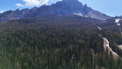 Wide Angle Aerial Overview of Misurina Lake System and Surrounding Dolom Stock Footage 340254144