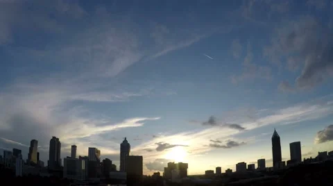 Wide Angle Atlanta Sunset Time Lapse Stock Footage 62472024